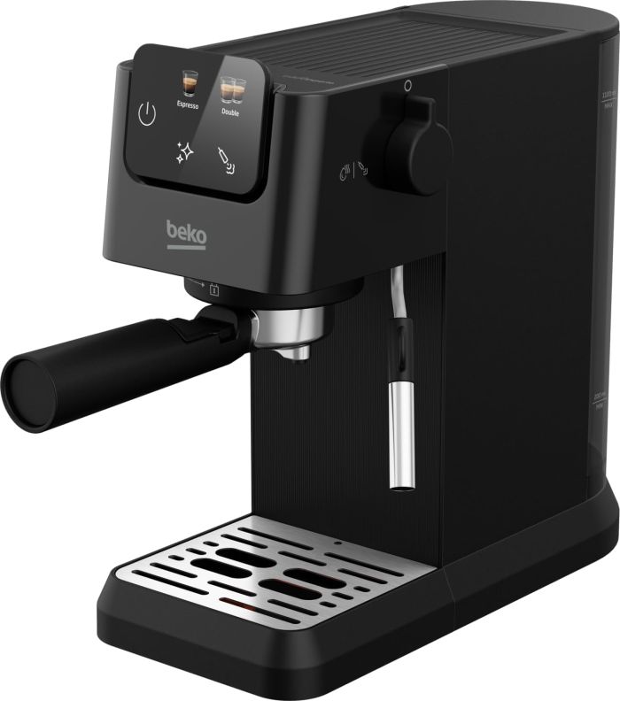 Кофеварка Beko рожковая 1.1л, молотый, ручной капучинатор, подогрев чашек, авторецептов - 5, дисплей, черный