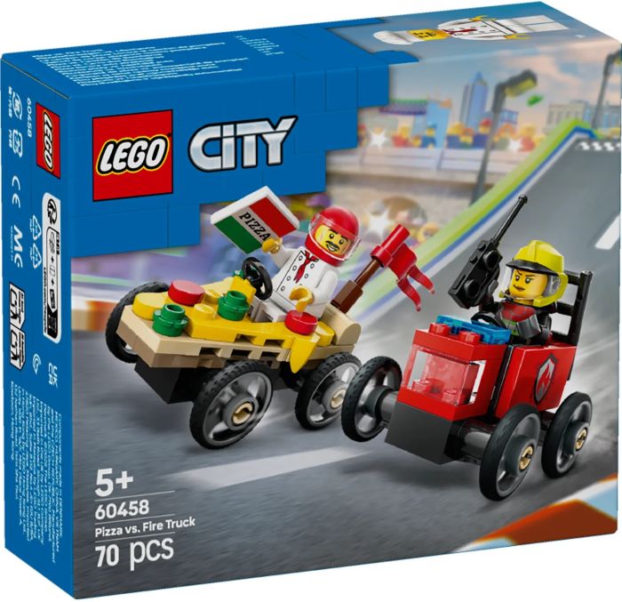 Конструктор LEGO City «Пицца-авто против пожарной машины» Набор перегонов