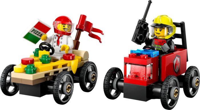 Конструктор LEGO City «Піца-авто проти пожежної машини» Набір перегонів