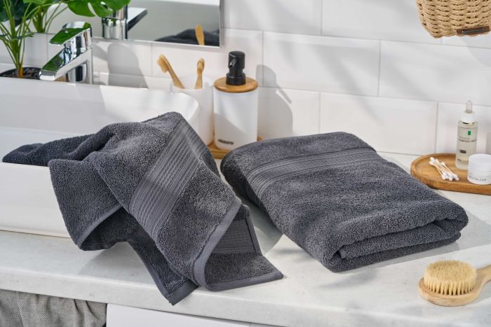 Полотенце махровое Ardesto SuperSoft 50х90см, 100% хлопок, серый темный
