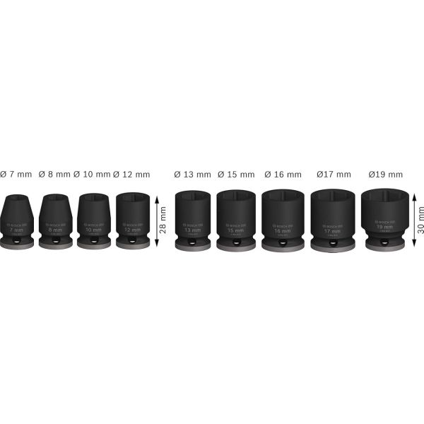 Набір ударних торцевих головок Bosch Professional Standart 9шт 3/8" 30мм