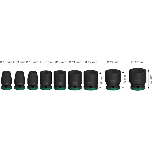 Набор ударных торцевых головок Bosch Professional Standart 9шт 1/2"
