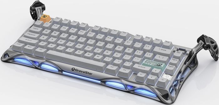 Клавиатура механическая GravaStar Mercury K1 Pro 80keys, GravaStar x Kailh Speedy Mint, EN/UKR, BT/WL/USB, сірий