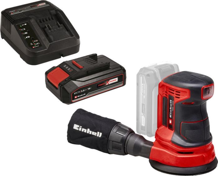 Шлифмашина эксцентриковая аккумуляторная Einhell TE-RS 18 Li Kit, 18В,акб 1х2.5А·час 125мм, 14000-22000кол/мин, 1.2кг