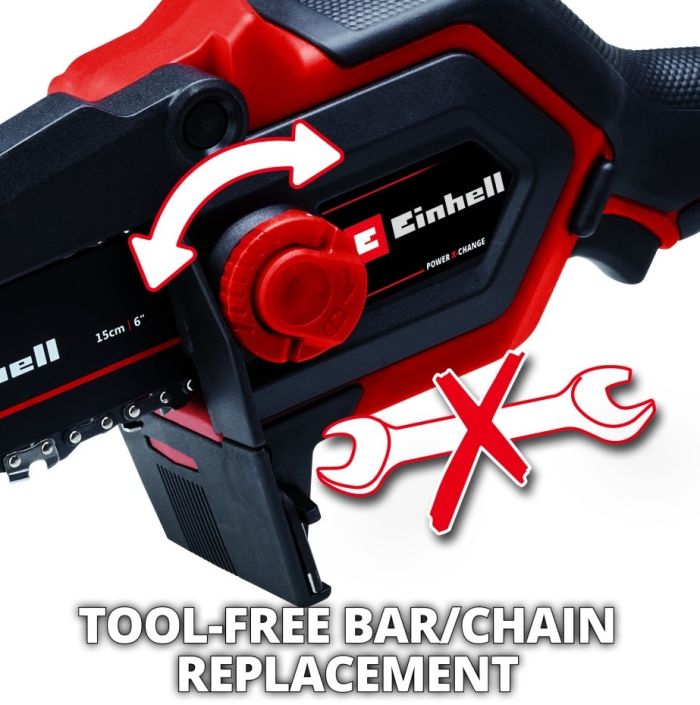 Пила цепная аккумуляторная Einhell GE-PS 18/15 Li BL Kit, PXC 18В, 1х2.5А·час, бесщеточная, шина 158мм, рез 125мм, 4.8м/с, 1.1кг
