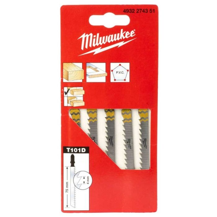 Полотно пилочное для электролобзика Milwaukee T101D по дереву, шаг зуба 4мм х 75мм, 5шт