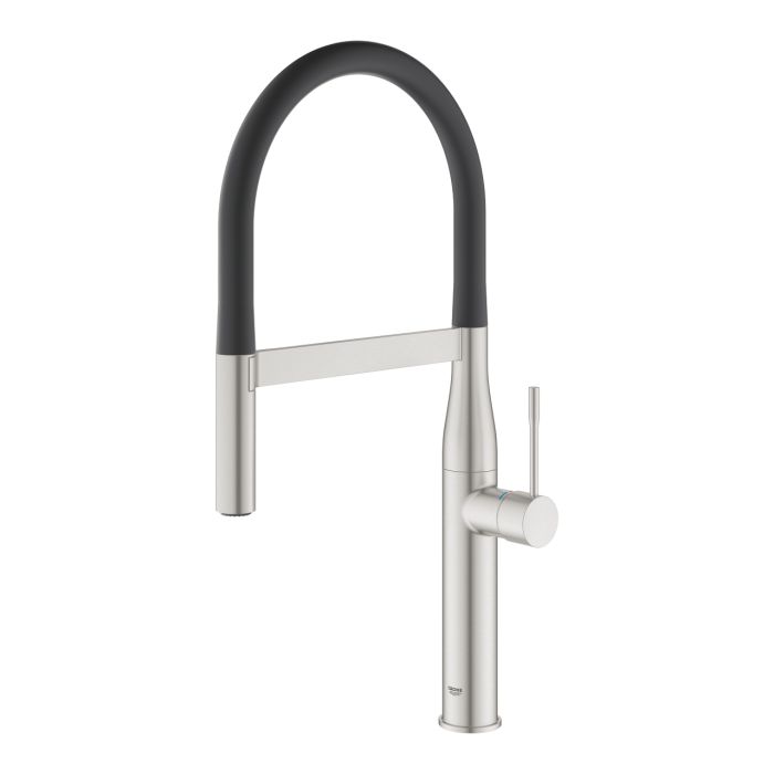 Смеситель для кухни Grohe Essence, длина излива - 240мм, поворотный/гибкий, 1рычаг, супер сталь.