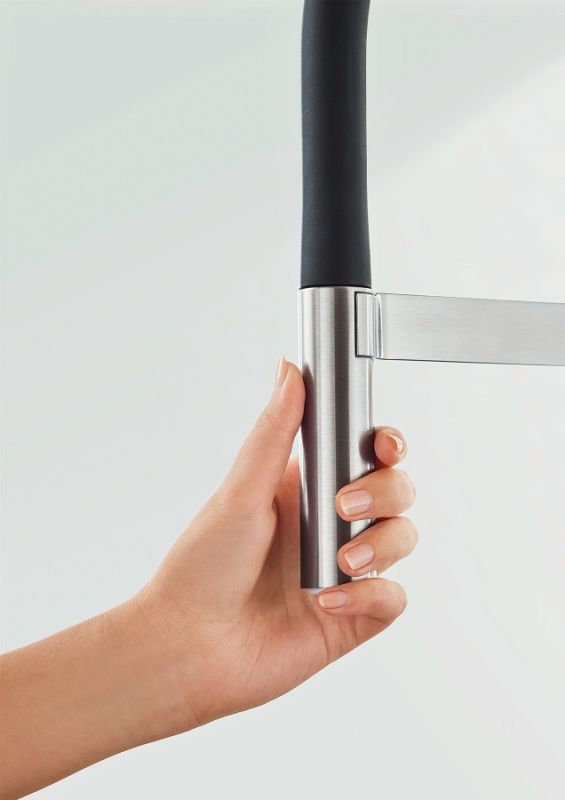 Смеситель для кухни Grohe Essence, длина излива - 240мм, поворотный/гибкий, 1рычаг, супер сталь.
