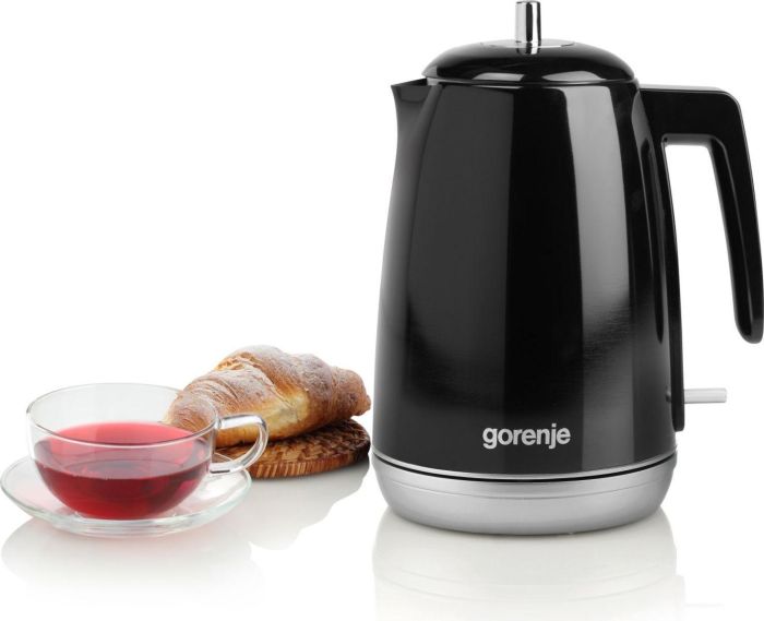 Электрочайник Gorenje 1.7л, Strix контроль, черный