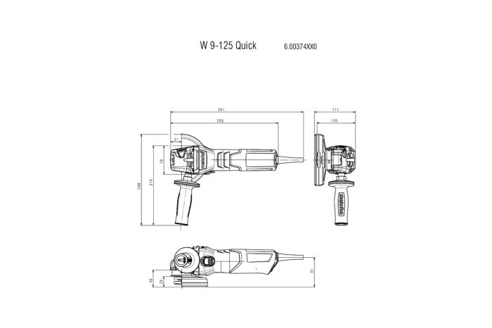 Шліфмашина кутова Metabo W 9-125 QUICK 125мм 900Вт 10500об/хв 2.1кг