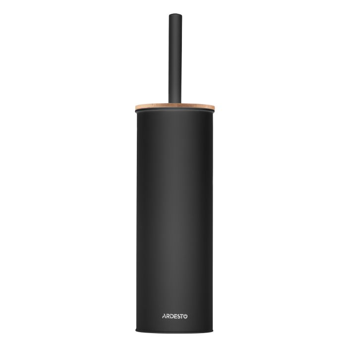 Набір щітка для унітазу з підставкою Ardesto Minimalism 9.5x27.5/38см, метал, поліпропілен, бамбук, чорний