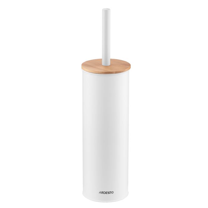 Набор щетка для унитаза с подставкой Ardesto Minimalism 9.5x27.5/38см, металл, полипропилен, бамбук, белый