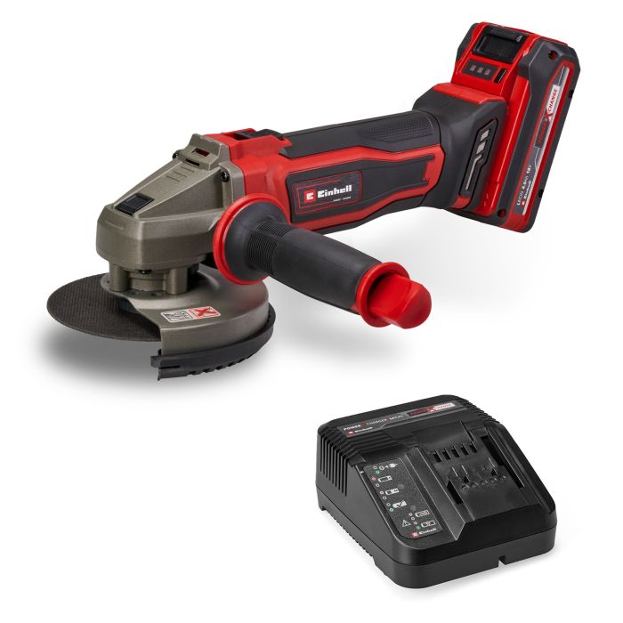 Шлифмашина угловая аккумуляторная Einhell TE-AG 18/125-2 Li 1x4.0 Ah, PXC, 18В, аккумулятор 4 Ач, 125 мм, 8500 об/мин, 2.32 кг