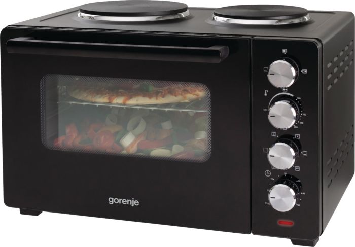 Мини печь Gorenje, 30л, 52x32х40.5см, 2 електрич. комф., чорный