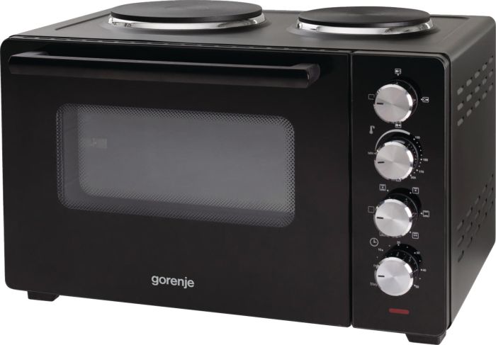 Мини печь Gorenje, 30л, 52x32х40.5см, 2 електрич. комф., чорный