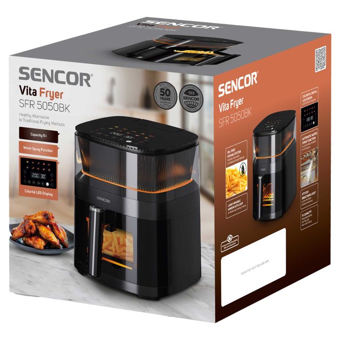 Мультипечь Sencor Vita, 1500Вт, чаша-5л, сенсорное управл., 10 программ, пластик, с окошком, черный