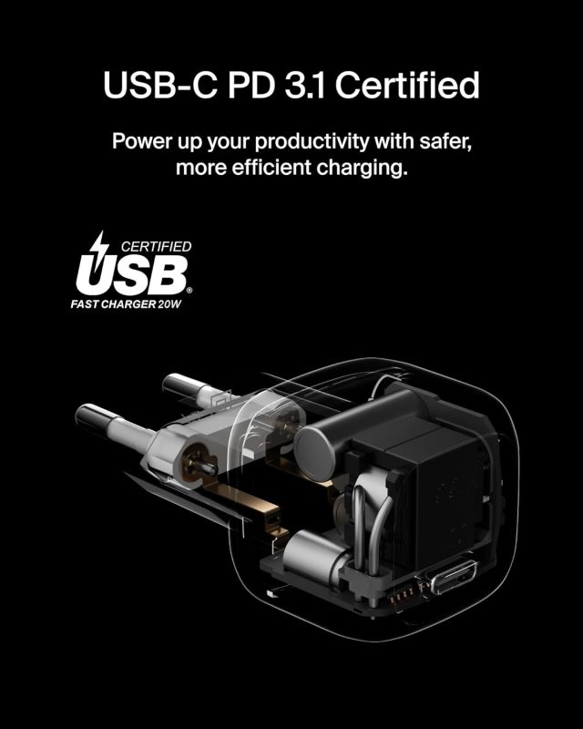 Зарядное устройство сетевое Belkin 20Вт USB-C PD PPS, белый