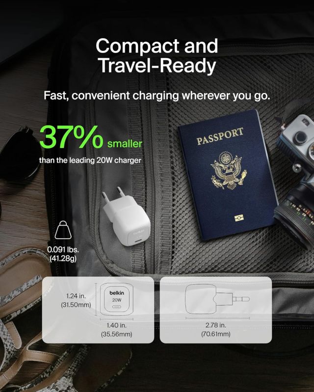 Зарядное устройство сетевое Belkin 20Вт USB-C PD PPS, белый