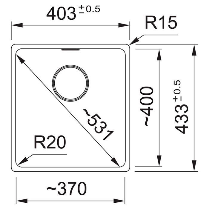 Мийка кухонна Franke Maris, фраграніт, прямокутник, без крила, 403х433х200мм, чаша - 1, монтаж під стільницю, MRG 110-37, сірий сланець