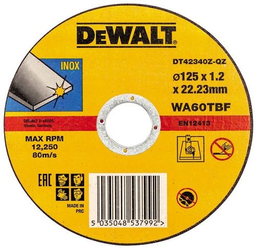 Диск отрезной по металлу DeWalt INOX 125х1.2х22.23мм