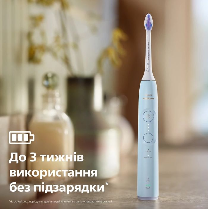 Щітка зубна електр. Philips, Sonicare 6100 Series, 62т. колив/хв, насадок-1, футляр, блакитний