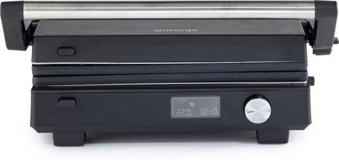Гриль Gorenje прижимний 2100Вт, темп. режимів-7, з`ємні пластини, розкриття на 180°, метал, чорний