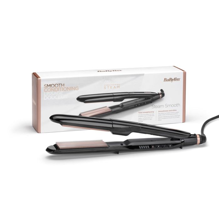 Випрямитель Babyliss Steam Smoth, темп.режимов-5, 150-230°C, с паром, термо коврик, керамика, черный
