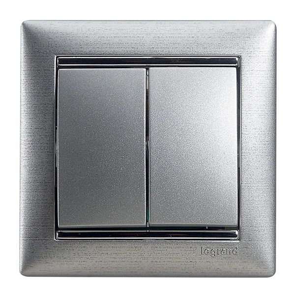 Вимикач 2-клавішний Legrand Valena Classic, 10АХ, 250V, автоматичні клеми, алюміній