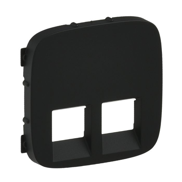 Лицьова панель подвійної розетки RJ11/RJ45 Legrand Valena ALLURE, IN*MATIC, антрацит