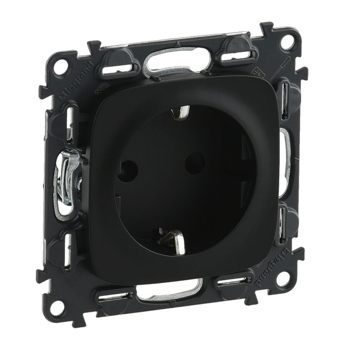 Розетка Schuko Legrand Valena ALLURE, 16А, 250V, автоматичні клеми, антрацит