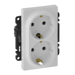 Розетка зі шторками подвійна Schuko Legrand Valena LIFE, 16А, 250V, автоматичні клеми, білий