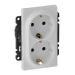 Розетка подвійна зі шторками 2К+З Legrand Valena LIFE, 16А, 250V, автоматичні клеми, білий