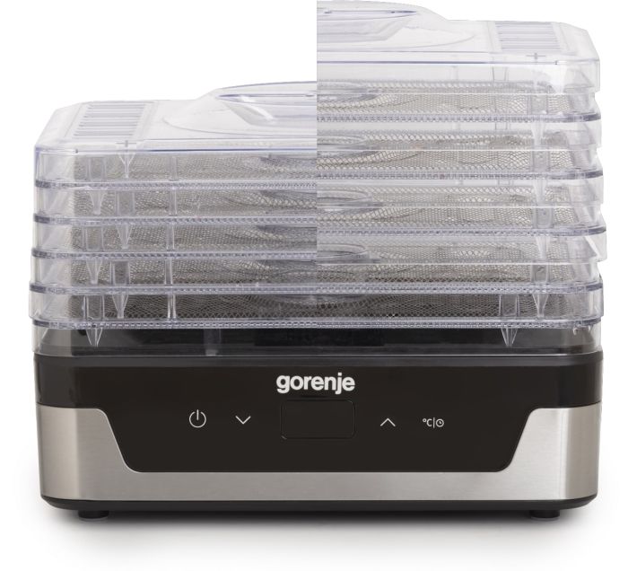 Сушарка для продуктів Gorenje 230Вт, піддонів - 5x2.8см, діаметр - 29см, макс - 75°С, електр.упр,білий