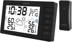 Метеостанция Sencor, внутр/наруж измерение, AAx3+AAx2, темп-ра, влажность, время, прогноз погоды, чёрный