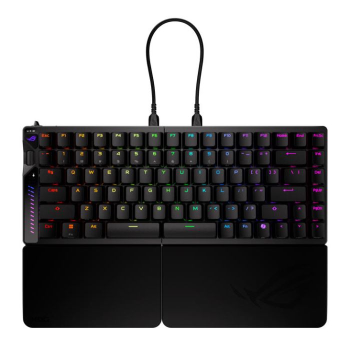 Клавіатура механічна ASUS ROG Falcata split, 83key, Magnetic Switch, USB-A/WL/BT, EN, RGB, чорний