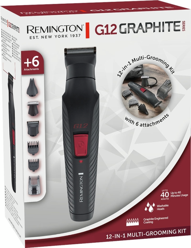 Набор для стрижки  Remington Graphite для головы, усов, бороды,носа и тела, насадок-6, черный