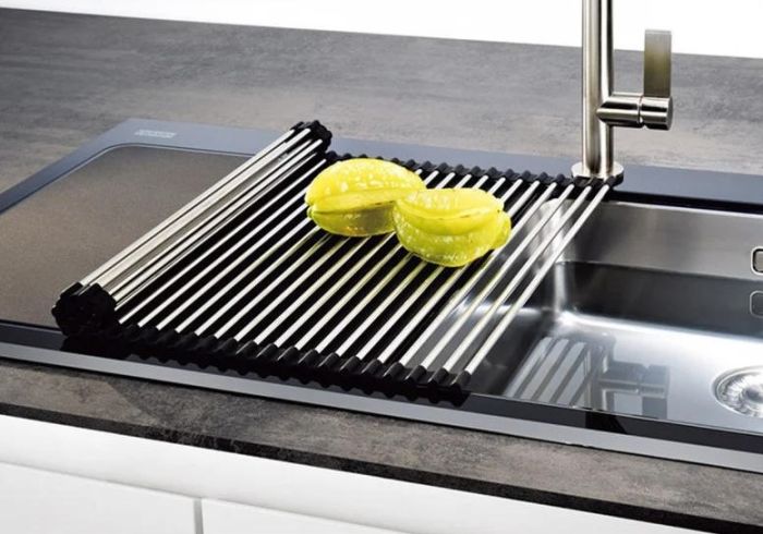 Килимок для кухонної мийки Rollmat, 468х420мм, нерж