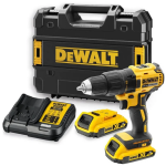 Дриль-шурупокрут DeWalt безщітковий XR Li-Ion 18В акб 2х2А·год 65Нм 500-1750об/хв патрон 13мм ЗП кейс 1.15кг