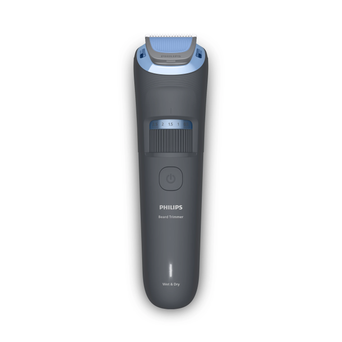Триммер Philips Series 3000 для бороды и усов, акум., сталь, синий