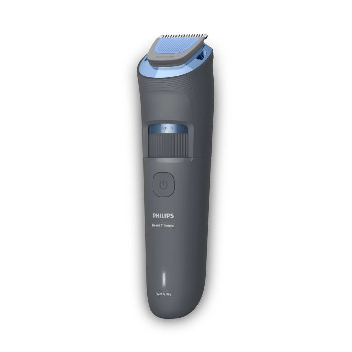 Триммер Philips Series 3000 для бороды и усов, акум., сталь, синий