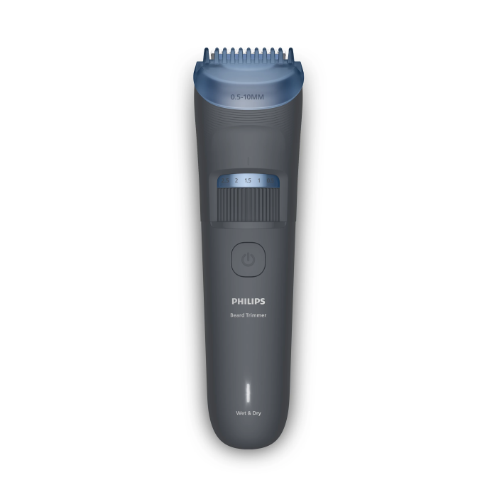 Триммер Philips Series 3000 для бороды и усов, акум., сталь, синий