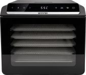 Сушарка для продуктів Gorenje 580Вт, піддонів - 6x1.5см, діаметр - 25см, макс - 75°С, дисплей, пластик+метал, чорний