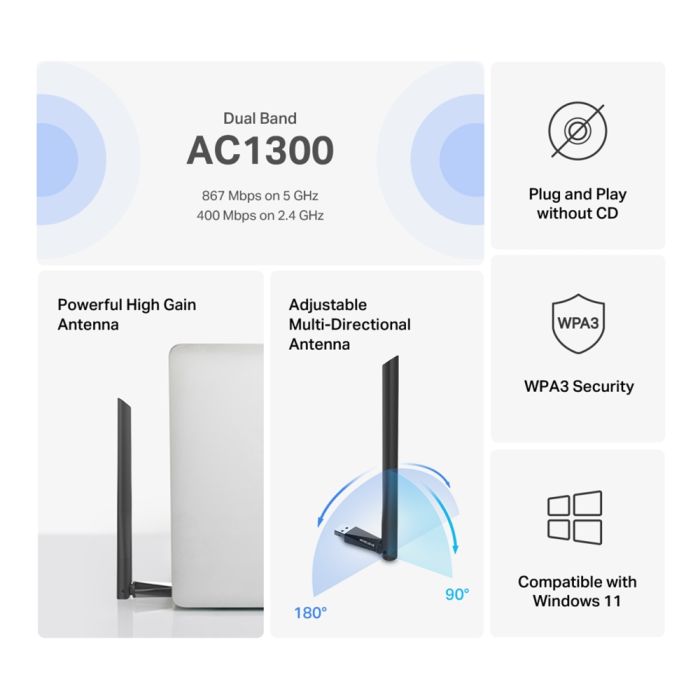 WiFi-адаптер MERCUSYS  AC1300, USB Mercusys MA30H