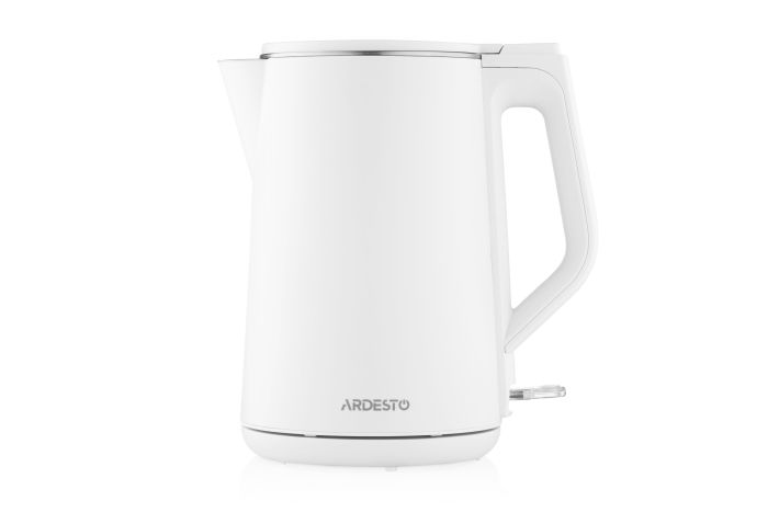 Електрочайник Ardesto 1.5л, Strix, подвійні стінки, білий глянець