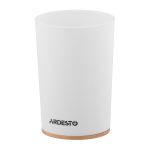 Склянка для зубних щіток Ardesto Minimalism 7.8x11.3см, поліпропілен, бамбук, білий