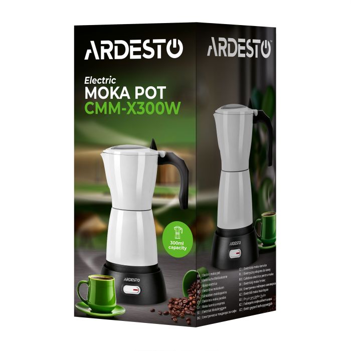Кавоварка Ardesto електрична гейзерна  0.3л, мелена, білий