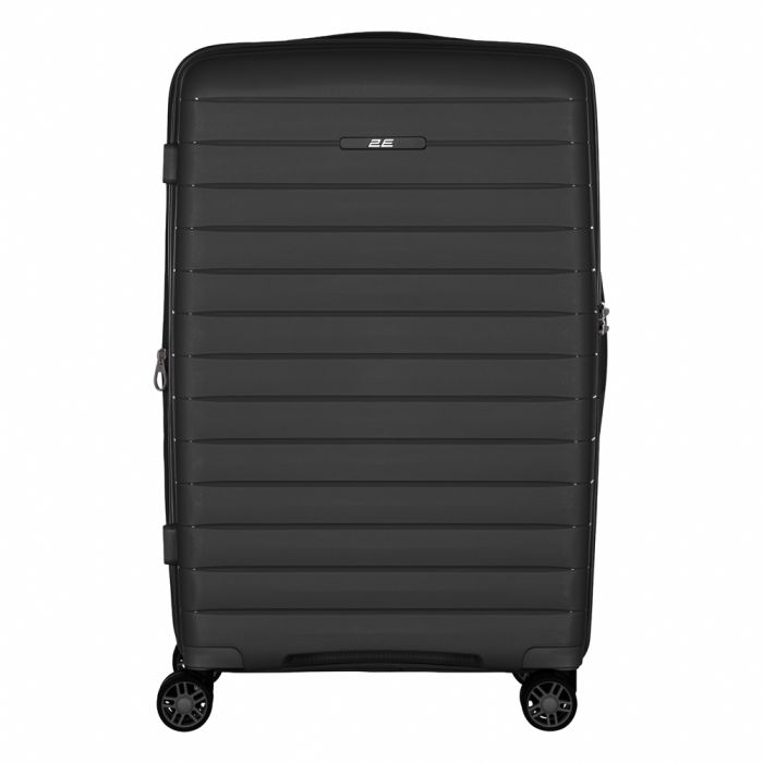 Чемодан 2E, Aero, полипропилен, средний, 63/78 л, TSA, 4 колеса, EXP, чёрный