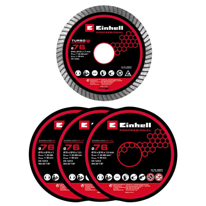 Шлифмашина отрезная аккумуляторная Einhell Professional TP-CO 18/76-C Li BL - Solo бесщеточная 16мм 18В 20000об/мин 0.67кг без АКБ и ЗП