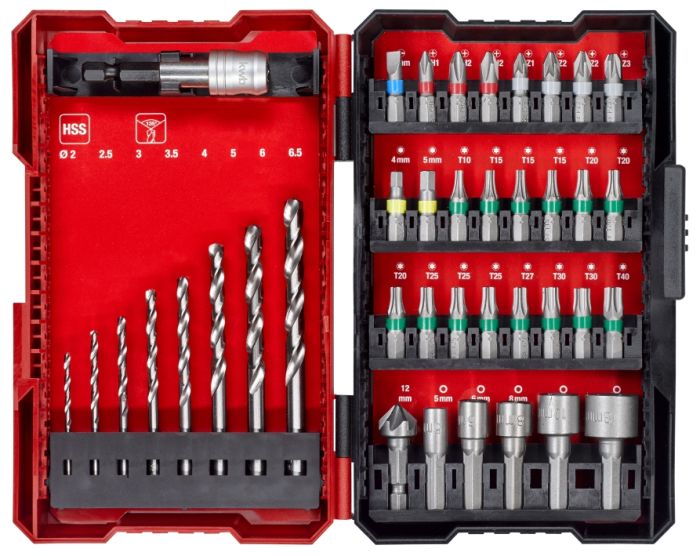 Набір біт і свердл по металу HSS Einhell 39шт L-Box KWB 0.43кг