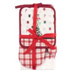 Подарунковий набір для кухні Ardesto Christmas Tree, 3шт, 100% бавовна (рушничок), 100% поліестер (прихватки), зелений